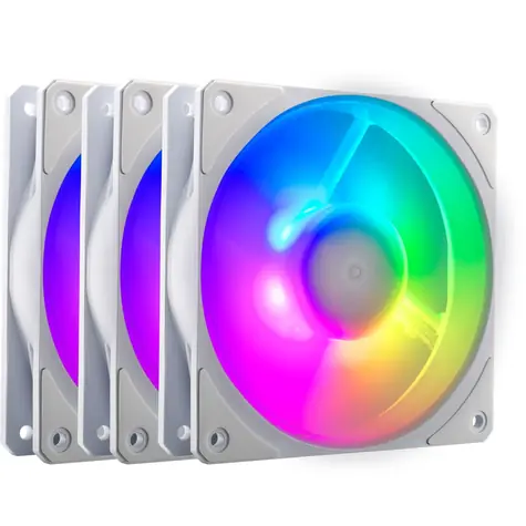 Cooler Master Mobius 120P ARGB bílá 3ks / 120mm / Loop Dynamic bearing / 2400 RPM / 75.2 CFM / 4-Pin PWM