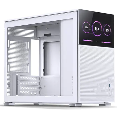 Jonsbo D31 MESH Screen bílá / Micro-ATX / 1x USB-A 3.0 / 1x USB-C 3.2 / bez zdroje / displej / průhledná bočnice