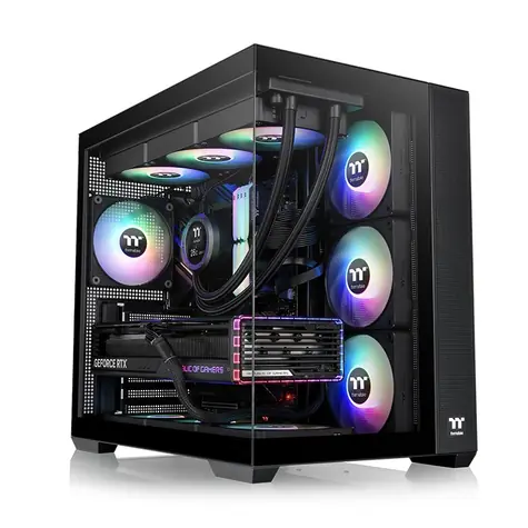 THERMALTAKE View 380 TG ARGB černá / ATX / 2x USB-A 3.0 / 1x USB-C 3.2 / 4x 120mm RGB / bez zdroje / průhledná bočnice