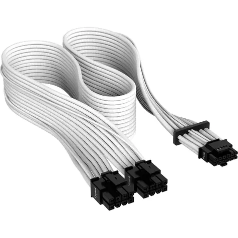 Corsair Premium Sleeved PCIe 5.0 12VHPWR PSU adapter cable bílá / 50 cm