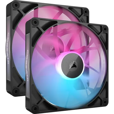 Corsair iCUE LINK RX140 RGB Dual 2ks černá / 140mm / Magnetic Dome Bearing / 1700 RPM / 94.7 CFM / 4-Pin