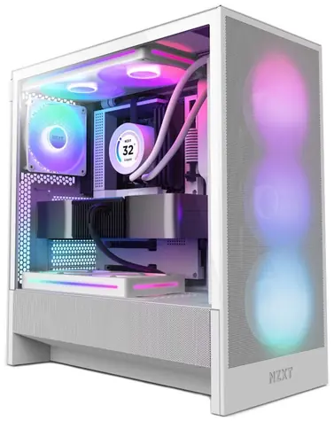 NZXT H5 Flow RGB edition bílá / E-ATX / 1x USB 3.2 + 1x USB-C 3.2 / 3.5mm Jack / 2 x 120mm