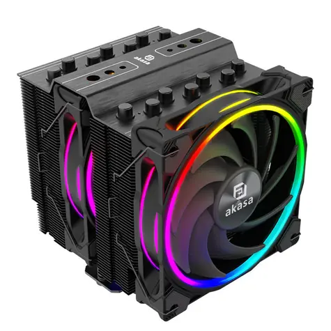 AKASA Soho H7 RGB černá / 2x 120mm / Hydro Dynamic Bearing / 31.8 dB @ 2000 RPM / 52.91 CFM / AMD + Intel