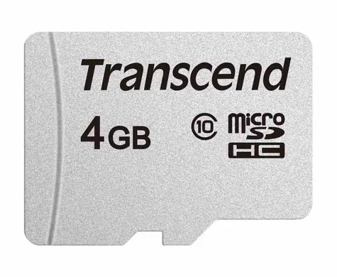 Transcend microSDHC 300S 4GB / Class 10 / čtení: 20 MB/s / zápis: 10MB/s 
