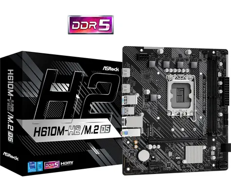 ASRock H610M-H2/M.2+ D5 / H610 / LGA 1700 / 2x DDR5 / PCIEx16 / 1x GLAN / mATX