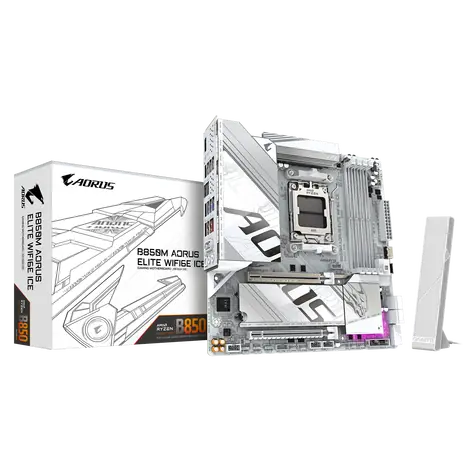 GIGABYTE B850M AORUS ELITE WIFI6E ICE / B850 / 4x DDR5 / 1x 2.5GLAN / Wi-Fi 6E / mATX