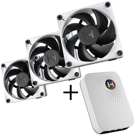 Hyte FP12 THICC FAN 3ks + Nexus Portal NP50 černo-bílá / 120mm / 47.3 dB @ 3000 RPM / 105.8 CFM / 4-Pin PWM