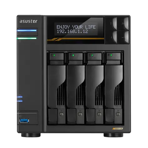 Asustor Lockerstor 4 Gen3 AS6804T 4-Bay / 4x M.2 SSD / AMD V3C14 / 16GB RAM / 5x USB / 2x 10GLAN / 2x 5GLAN