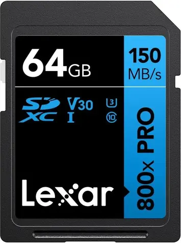 Lexar Professional 800x PRO 64GB / čtení: 120MBps / zápis: 45MBps / Class 10 / V30 UHS-I