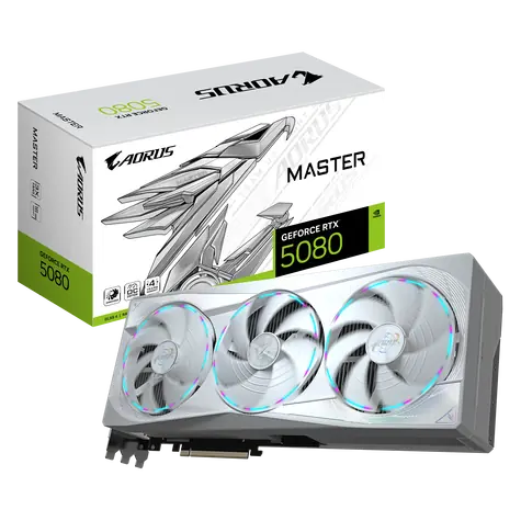 GIGABYTE AORUS GeForce RTX 5080 MASTER ICE 16GB / 2805MHz / 16GB GDDR7 / 256-bit / 1x HDMI + 3x DP / 850W (16)