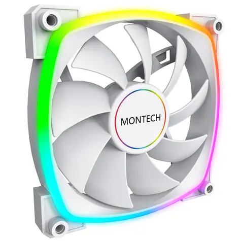 Montech AX140 PWM ARGB bílá / 140mm / 27.9 dB @ 1600 RPM / 90.5 CFM / 4-Pin PWM + 3-Pin