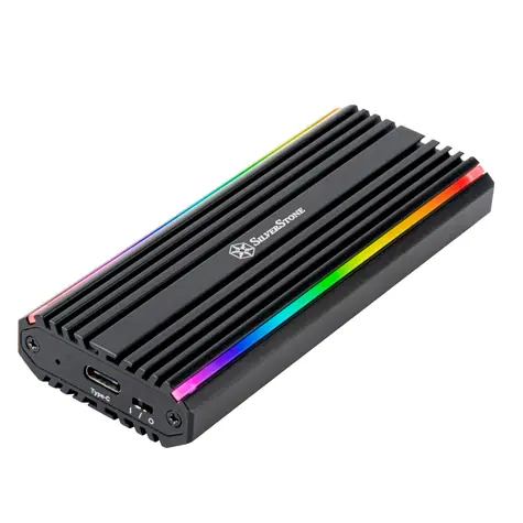 SilverStone MS13 černá / Externí box pro M.2 NVMe/SATA / 10GBps / RGB