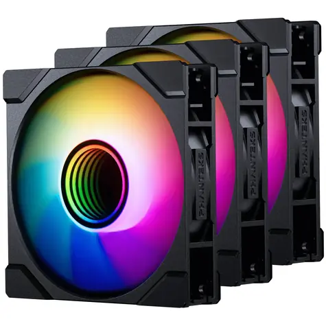 PHANTEKS M25 Gen2 PWM D-RGB 3ks černá / 120mm / Hydraulic Bearing / 35.13 dB @ 2000 RPM / 72.72 CFM / 4-Pin PWM + 3-Pin