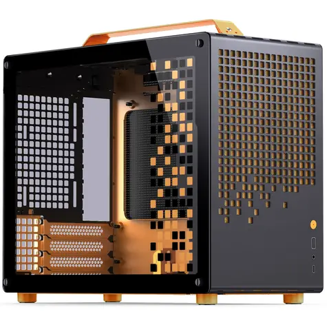 Jonsplus Z20 oranžovo-černá / Micro-ATX / 1x USB-A 3.2 / 1x USB-C 3.2 / průhledná bočnice 