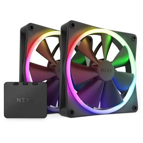 NZXT F140 PWM 2ks + ovladač černá / 140mm / Fluid Dynamic Bearing / 32.5 dB @ 1800 RPM / 89.48 CFM / 4-Pin PWM