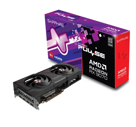 Sapphire PULSE Radeon RX 9070 16GB / 2520 MHz / 16GB GDDR6 / 256-bit / 2x HDMI + 2x DP / 650W (8+8)