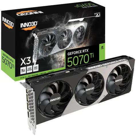 INNO3D GeForce RTX 5070 Ti X3 OC 16GB GDDR7 OC16GB / 2452MHz / 16GB GDDR7 / 256-bit / 1x HDMI + 3x DP / 700W (16)