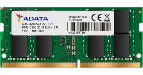 ADATA 8GB (1x8GB) 3200MHz / SO-DIMM DDR4 / Non-ECC / Unbuffered / CL22 / 1.2 V