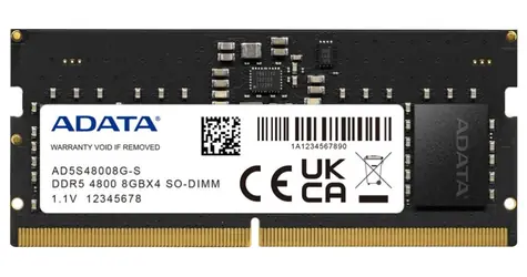 ADATA8GB (1x8GB) 4800MHz / SO-DIMM / DDR5 / CL40 / 1.1V