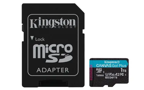 Kingston Canvas Go Plus microSDXC 1TB s adaptérem / UHS-I V30 / U3 / Class 10 / čtení: až 200MBs / zápis: až 160 MBs