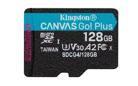 Kingston Canvas Go Plus microSDXC 128GB / UHS-I U3 / Class 10 / čtení: až 200MBs / zápis: až 160 MBs