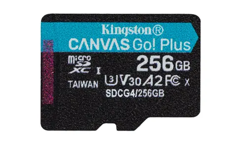 Kingston Canvas Go Plus microSDXC 256GB / UHS-I U3 / Class 10 / čtení: až 200MBs / čtení: až 200MBs / zápis: až 160 MBs