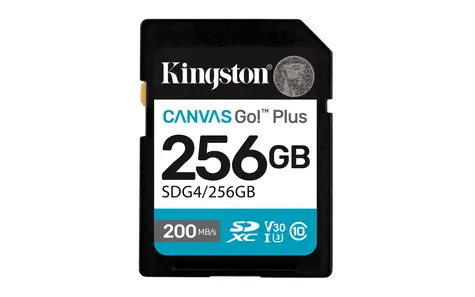 Kingston Canvas Go Plus SDXC 256GB / UHS-I V30 / U3 / Class 10 / čtení: až 200MBs / zápis: až 160 MBs