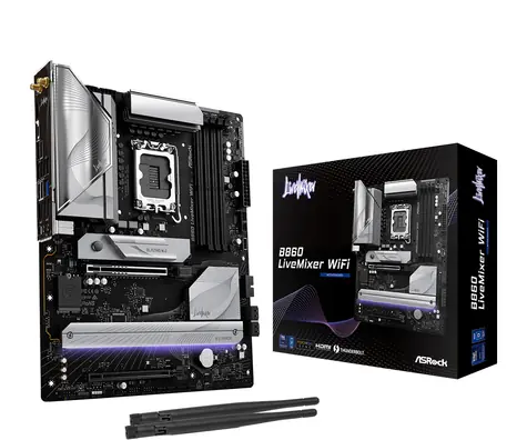 ASRock B860 LiveMixer WiFi / B860 / LGA 1851 / 4x DDR5 / PCIEx 16 / 2.5GLAN / Wi-Fi / ATX