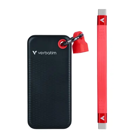 Verbatim Pocket SSD Externí disk 2TB černo-červená / USB-C 3.2 Gen 2 / R: 1000MBs / W: 1000MBs 