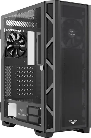 PREYON Nest Meshy černá / ATX / USB-A 3.0 / 2x USB-A 2.0 / 2x 120mm / bez zdroje / průhledná bočnice 