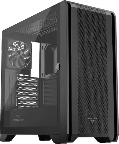 PREYON Nest Windy černá / ATX / USB-A 3.0 /USB-A 2.0 / USB-C / 4x 120mm / bez zdroje / průhledná bočnice 
