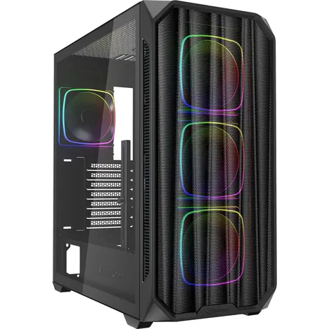Sharkoon AK5M RGB černá / ATX / 2x USB 3.2 / 1x USB-C / 4x 120mm / bez zdroje / průhledná bočnice