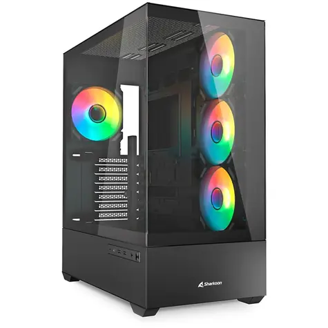 Sharkoon AK6 RGB bílá / ATX / 2x USB 3.2 / 1x USB-C / 4x 120mm / bez zdroje / průhledná bočnice