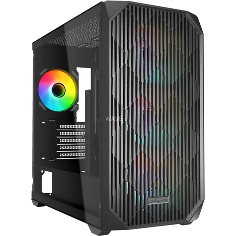 Sharkoon MK3 RGB černá / Micro ATX / 2x USB 3.2 / 1x USB-C / 4x 120mm / bez zdroje / průhledná bočnice