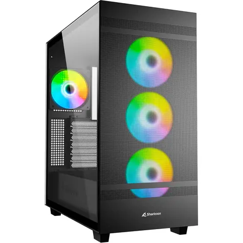 Sharkoon Rebel C50 RGB černá / ATX / 2x USB 3.2 / 1x USB-C / 4x 120mm / bez zdroje / průhledná bočnice