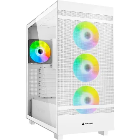 Sharkoon Rebel C50 RGB bílá / ATX / 2x USB 3.2 / 1x USB-C / 4x 120mm / bez zdroje / průhledná bočnice