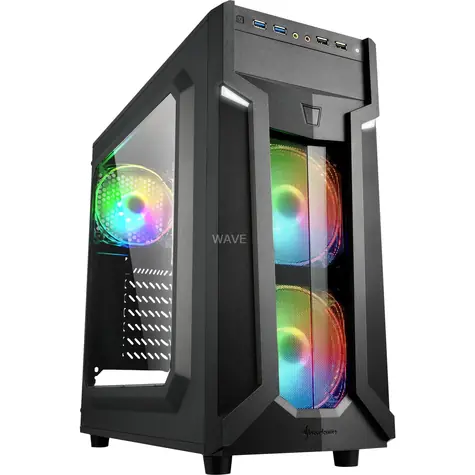 Sharkoon VG6-W RGB černá / ATX / 2x USB 3.0 / 3x 120mm / bez zdroje / průhledná bočnice