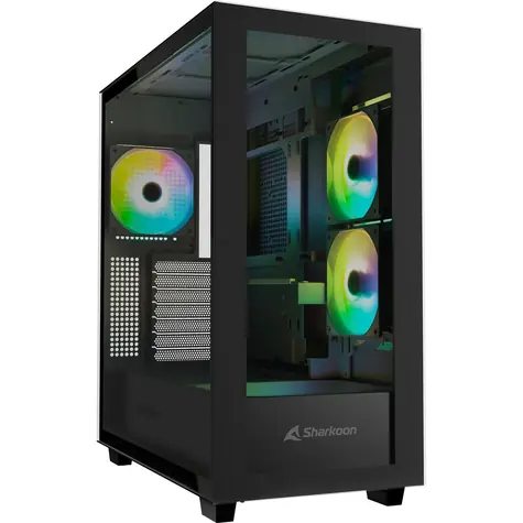 Sharkoon Rebel C60 Black RGB černá / ATX / 2x USB 3.2 / 1x USB-C / 3x 120mm / bez zdroje / průhledná bočnice