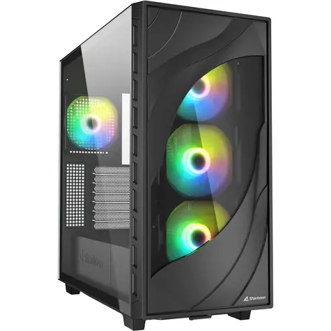 Sharkoon Rebel C80G RGB černá / ATX / 2x USB 3.2 / 1x USB-C / 4x 120mm / bez zdroje / průhledná bočnice
