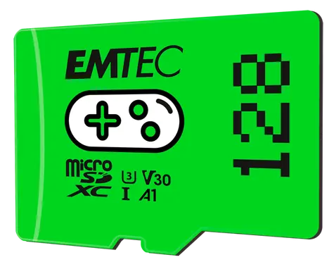 EMTEC MicroSD Gaming Card 128GB SDXC CL.10 / UHS1 U3 V30 A1 / čtení:  100MBs / zápis: 50MBs