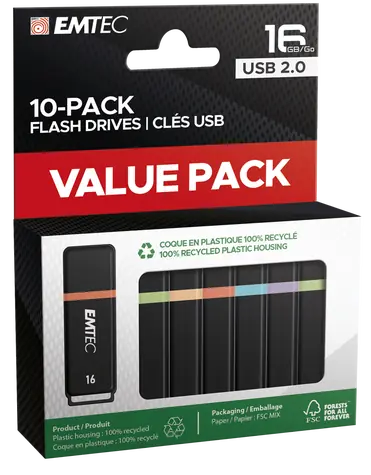 EMTEC K100 USB 16 GB (10ks) / 10x flash disk / USB 2.0 / čtení: 15MBs / zápis: 5MBs 
