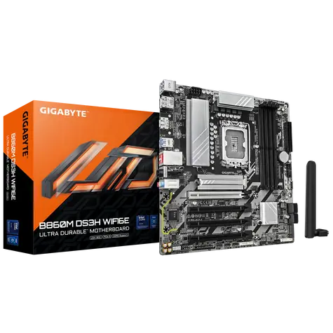 GIGABYTE B860M DS3H WIFI6E / B860M / LGA1851 / 4x DDR5 / PCIEx16 / 2.5 GLAN / mATX