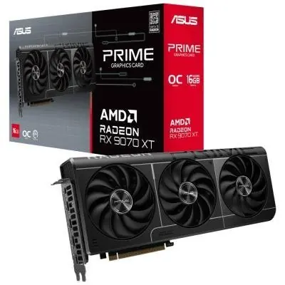 ASUS PRIME Radeon RX 9070 XT OC 16G / 1660 MHz / 16GB GDDR6 / 256-bit / 1x HDMI + 3x DP / 750W (8+8+8)