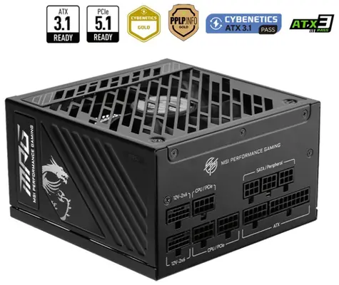 MSI MPG A1000GS PCIE5 / 1000W / 135mm ventilátor / PFC / modulární / 80PLUS Gold