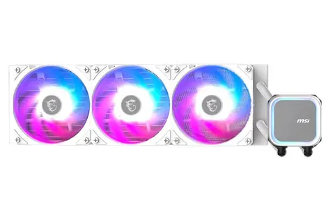 MSI MAG CoreLiquid A13 360 bílá / 3x 120mm / 31.1 dB @ 2000 RPM / 62.6 CFM / AMD + Intel