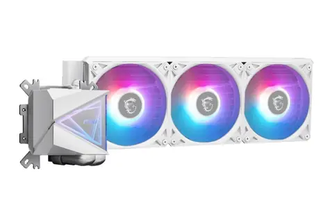 MSI MAG CoreLiquid I360 bílá / 3x 120mm / 32.8 dB @ 2350 RPM / 70.7 CFM / AMD + Intel