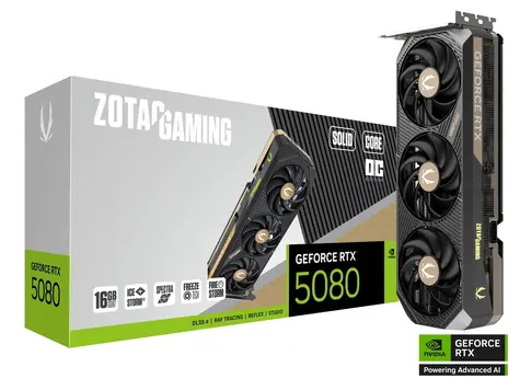 ZOTAC RTX 5080 SOLID CORE OC / 2295MHz / 16GB GDDR7 / 256-bit / 1x HDMI + 3x DP / 750W (16)