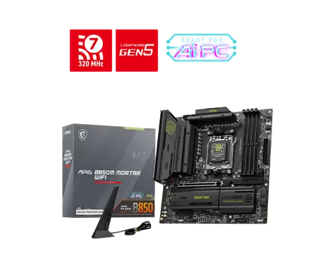 MSI MAG B850M MORTAR WIFI / B850 / 4x DDR5 / 1x 5GLAN / Wi-Fi7 /  mATX