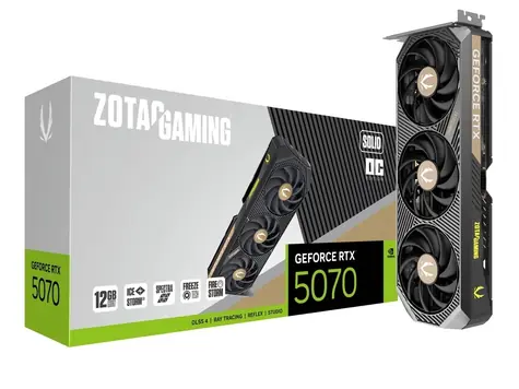 ZOTAC GeForce RTX 5070 Solid OC 12GB / 2325 - 2542Mhz / 12GB GDDR7 / 192bit / 1x HDMI + 3x DP / 650W (16)