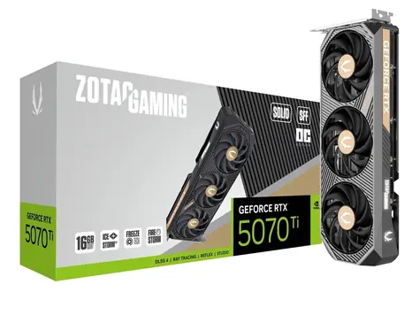 ZOTAC GeForce RTX 5070 Ti Solid SFF OC 16GB / 2300 - 2482Mhz / 16GB GDDR7 / 256bit / 1x HDMI + 3x DP / 750W (16)